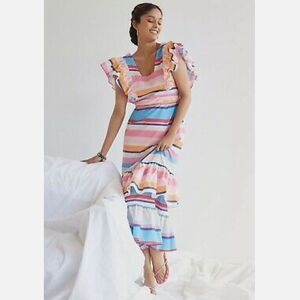 jules beaded maxi dress Hand-Dyed Side Slit Maxi Dress | V-Neck Viscose Stretch